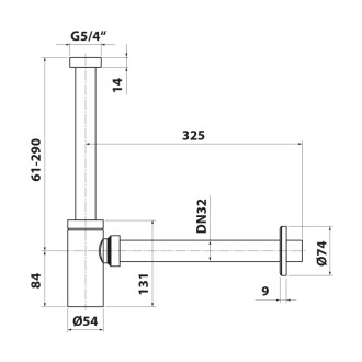 Umývadlový sifón 5/4&quot;, DN32, biela 59344
