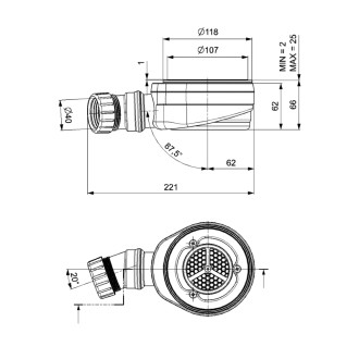Vaničkový sifón, priemer 90mm, DN40, nízky 59532