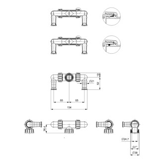Dvojkolienka podomietkového sifónu, pre práčku, biela 60883