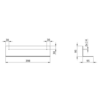 Polica 398x95x95mm, čierna mat 33216 59686