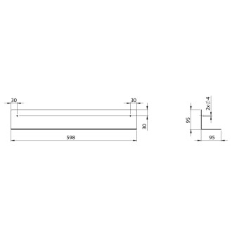 Polica 598x95x95mm, čierna mat 33218 59690