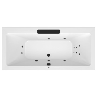 CASCATA hydromasážna vaňa, 185x85x45cm, kaskáda čierna, Attraction Hydro, čierna 60837