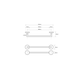 X-ROUND COPPER držiak uterákov 600mm, meď mat