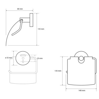 X-ROUND COPPER držiak toaletného papiera s krytom, meď mat