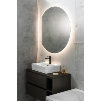 DARA CUT zrkadlo s LED podsvietením 20W, ø 100x90cm, vykurovacia fólia