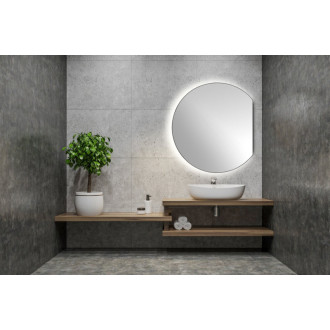 DARA CUT zrkadlo s LED podsvietením 20W, ø 100x90cm, vykurovacia fólia