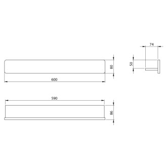 ABELINE polica s hrazdou rockstone 600mm, biela mat