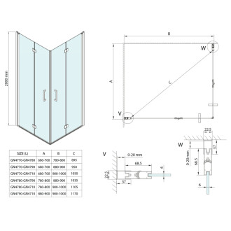 LORO obdĺžnikový sprchovací kút 1000x800mm, rohový vstup