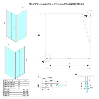 LORO obdĺžnikový sprchovací kút 1000x1200mm