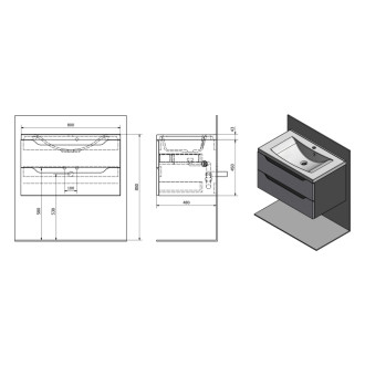 WAVE umývadlová skrinka 79,7x45x47,8cm, agila