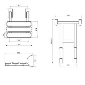 HANDICAP sklopné sedátko do sprchového kúta s podperou, 38x36cm, biela
