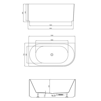 TIBERA STRIP L rohová stojaca vaňa, 150x75cm, biela