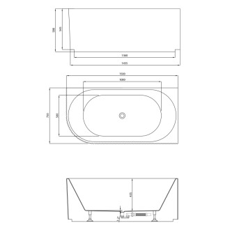 TIBERA STRIP R rohová stojaca vaňa, 150x75cm, biela