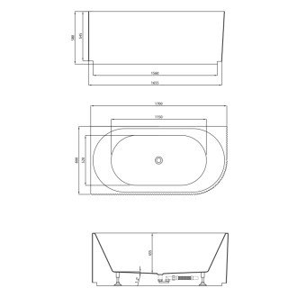 TIBERA STRIP L rohová stojaca vaňa, 170x81cm, biela
