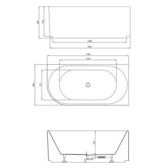 TIBERA STRIP R rohová stojaca vaňa, 170x81cm, biela