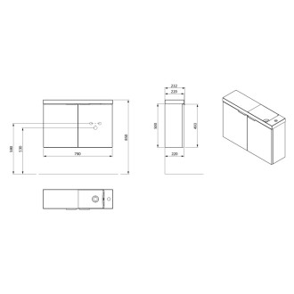 LATUS X umývadlová skrinka s umývadlom 80x54,5x22cm, dub sherwood