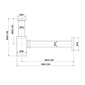 Umývadlový sifón 5/4&quot;, odpad 32mm, okrúhly, zlato mat