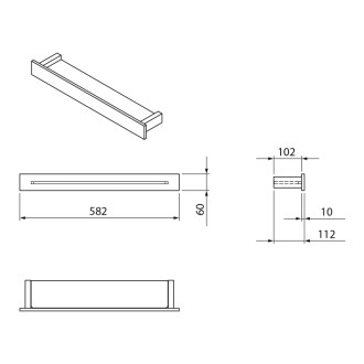 PATRON sklenená polica 58cm, čierna