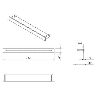 PATRON sklenená polica 78cm, čierna