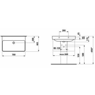Umývadlo Laufen Pro S 70x46,5 cm bez otvoru pre batériu H8109670001091