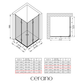 CERANO - Sprchovací kút Volpe Duo Ľ/P - 6 mm - chróm, transparentné sklo - 100x80x190 cm - zalamovacie