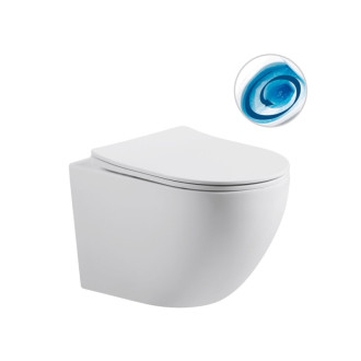 CERANO - Kompletný podomietkový WC set Lite/Cesso - biela matná - WC tlačidlo Classic, čierne matné - na zamurovanie - 49x36 cm