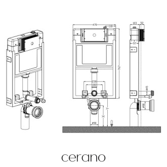 CERANO - Kompletný podomietkový WC set Lite/Cesso - biela matná - WC tlačidlo Classic, čierne matné - na zamurovanie - 49x36 cm