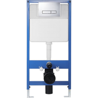 CERANO - Kompletný podomietkový WC set Lite/Cesso - biela matná - WC tlačidlo Slim, chróm - predstenová inštalácia / sadrokartón - 49x36 cm