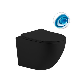 CERANO - Kompletný podomietkový WC set Lite/Cesso - čierna matná - WC tlačidlo Classic, čierne matné - predstenová inštalácia / sadrokartón - 49x36 cm