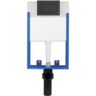 CERANO - Kompletný podomietkový WC set Lite/Felci - biela lesklá - WC tlačidlo Classic, čierne matné - na zamurovanie - 52,5x36 cm