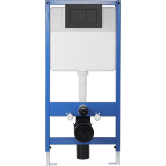 CERANO - Kompletný podomietkový WC set Lite/Felci - biela lesklá - WC tlačidlo Classic, čierne matné - predstenová inštalácia / sadrokartón - 52,5x36