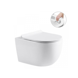 CERANO - Kompletný podomietkový WC set Lite/Felci - biela lesklá - WC tlačidlo Slim, chróm - na zamurovanie - 52,5x36 cm