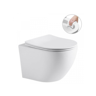 CERANO - Kompletný podomietkový WC set Lite/Verde - biela lesklá - WC tlačidlo Slim, chróm - predstenová inštalácia / sadrokartón - 49x36 cm