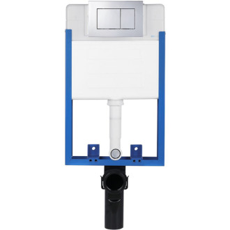 CERANO - Kompletný podomietkový WC set Lite/Verde - biela matná - WC tlačidlo Classic, chróm - na zamurovanie - 49x36 cm