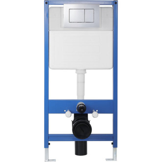 CERANO - Kompletný podomietkový WC set Lite/Verde - biela matná - WC tlačidlo Classic, chróm - predstenová inštalácia / sadrokartón - 49x36 cm