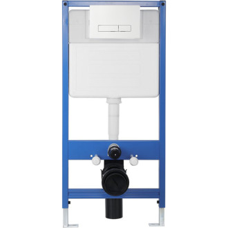 CERANO - Kompletný podomietkový WC set Lite/Verde - biela matná - WC tlačidlo Slim, biele - predstenová inštalácia / sadrokartón - 49x36 cm