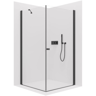 CERANO - Sprchovací kút Antelo L/P - 6 mm - čierna matná, transparentné sklo - 110x100x190 cm - otočný