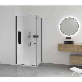 CERANO - Sprchovací kút Antelo L/P - 6 mm - čierna matná, transparentné sklo - 110x60x190 cm - otočný