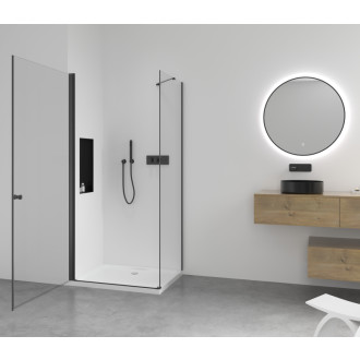 CERANO - Sprchovací kút Antelo L/P - 6 mm - čierna matná, transparentné sklo - 110x60x190 cm - otočný