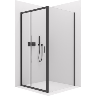 CERANO - Sprchovací kút Varone LINE Ľ/P - 6 mm - čierna matná, transparentné sklo - 140x90x195 cm - posuvný