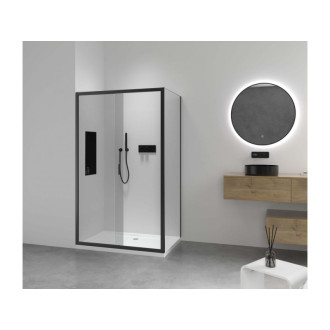 CERANO - Sprchovací kút Varone LINE Ľ/P - 6 mm - čierna matná, transparentné sklo - 140x90x195 cm - posuvný