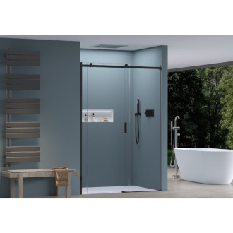 CERANO - Sprchové posuvné dvere Santoro Ľ/P - 8 mm - čierna matná, transparentné sklo - 100x195 cm