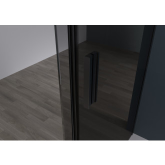 CERANO - Sprchovací kút Santoro Ľ/P - 8 mm - čierna matná, grafitové sklo - 130x80x195 cm - posuvný