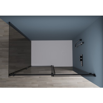 CERANO - Sprchovací kút Santoro Ľ/P - 8 mm - čierna matná, grafitové sklo - 130x80x195 cm - posuvný