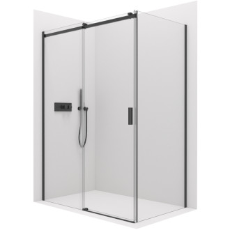 CERANO - Sprchovací kút Santoro Ľ/P - 8 mm - čierna matná, transparentné sklo - 100x100x195 cm - posuvný