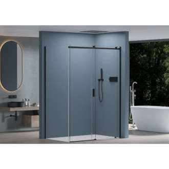 CERANO - Sprchovací kút Santoro Ľ/P - 8 mm - čierna matná, transparentné sklo - 100x100x195 cm - posuvný