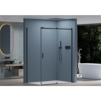 CERANO - Sprchovací kút Santoro Ľ/P - 8 mm - čierna matná, transparentné sklo - 100x100x195 cm - posuvný