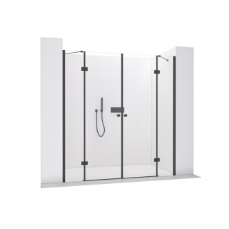 CERANO - Sprchové 2-krídlové pántové dvere Marino L/P - 6 mm - čierna matná, transparentné sklo - 120x90x190 cm