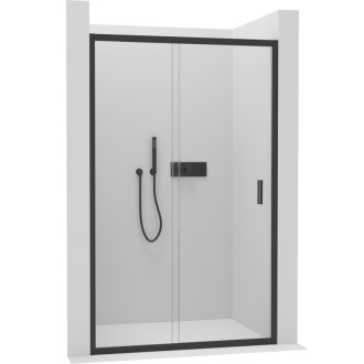 CERANO - Sprchové posuvné dvere Varone LINE Ľ/P - 6 mm - čierna matná, transparentné sklo - 160x195 cm