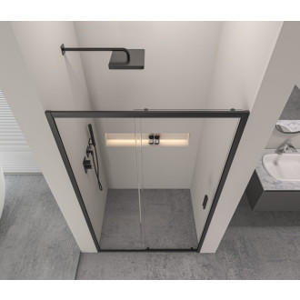 CERANO - Sprchové posuvné dvere Varone LINE Ľ/P - 6 mm - čierna matná, transparentné sklo - 160x195 cm